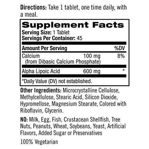 Natrol Alpha Lipoic Acid Time Release - 600 mg - 45 Tablets - BeesActive Australia