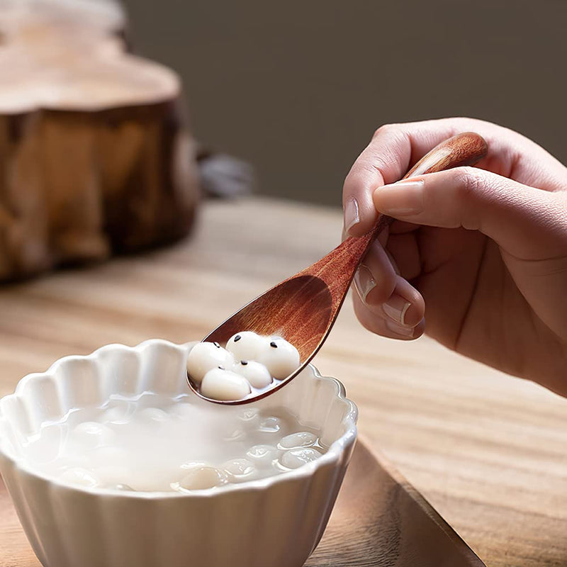 AOOSY Soup Spoons, Wooden Spoons, 4 Pieces Japanese Style LightWeight Table Spoon Kitchen Utensil for Adults - BeesActive Australia