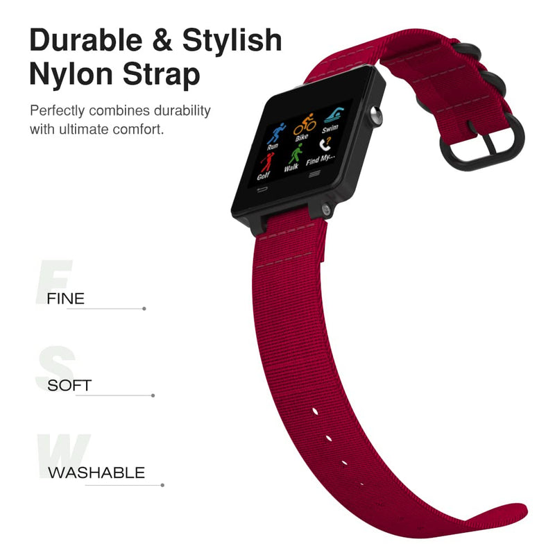 MoKo Watch Band for Garmin Vivoactive Acetate, Fine Woven Nylon Adjustable Replacement Strap for Garmin Vivoactive/Vivoactive Acetate Sports Smart Band Red - BeesActive Australia