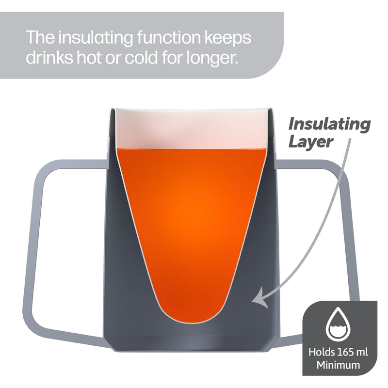 JFA Supplies 2 Handles 165ml Grey Adult Drinking Mug/Drinking Cup/Sippy Cup/Non Spill Cup - BeesActive Australia