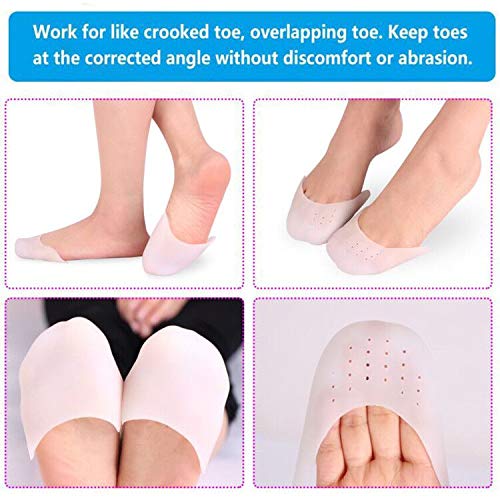 3 Pairs Ballet Silicone Toe Pads, Ballet Pointe Pads, Toe Cap Tip Protector Half Full Toe Protection Protector Toe Pad Ballet Forefoot Cushion Pads High Heels Toe Cap Protector with Breathable Holes White - BeesActive Australia
