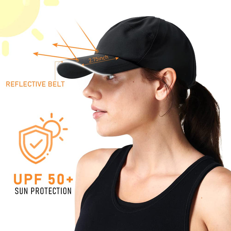 Mens Waterproof Golf Baseball Cap Windproof Unstructured UPF50+ Outdoor Caps for Women Sport Adjustable Tennis Hat Black - BeesActive Australia