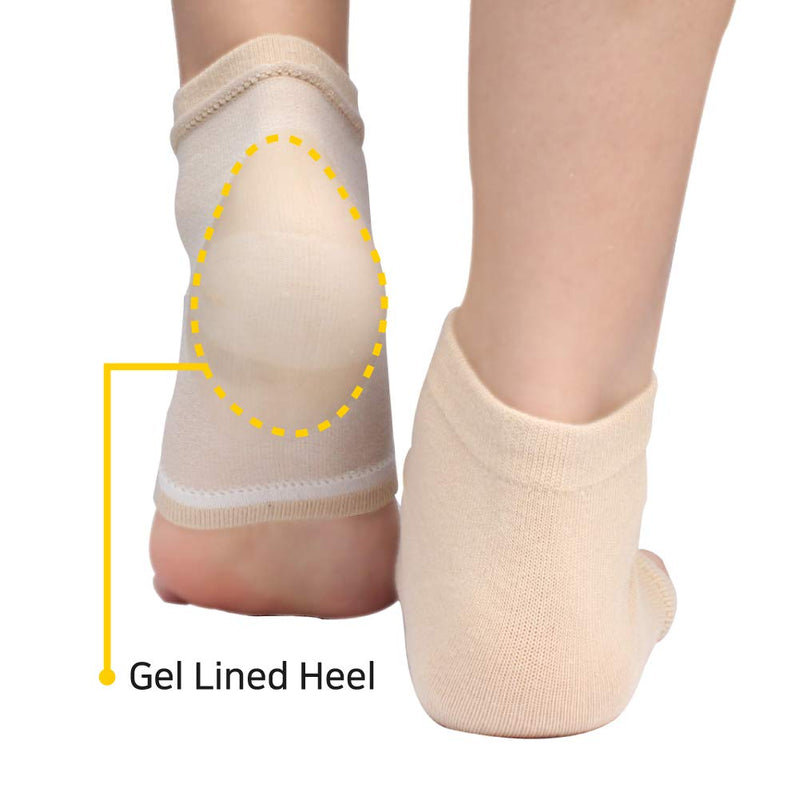 Spa Socks - Gel Heel Sleeves for Dry Cracked Feet – Silicone Moisturizing Socks (1 Pair, Open Toe Style - Nude) 1 Pair - BeesActive Australia