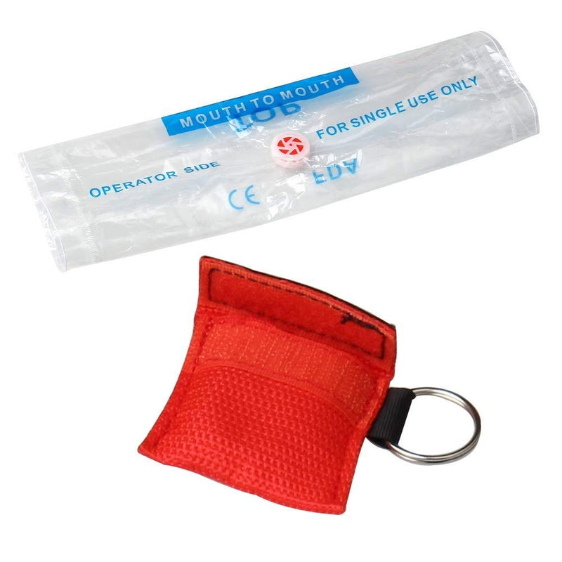 kuou 5 Pcs CPR Mask Keychain Ring, Emergency Kit Face Shield for First Aid or AED Training（red） - BeesActive Australia