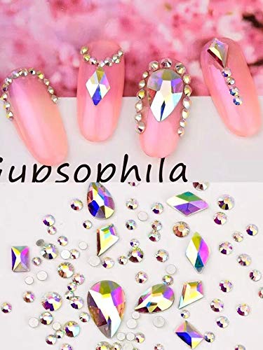 NAIL ANGEL 100pcs/bag Nail Art AB color Crystal Gem 20 Different Shapes Rhinestone Gem 10072/73 (10073) 10073 - BeesActive Australia