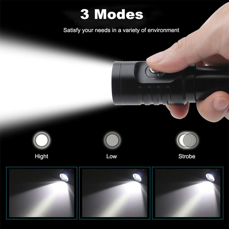 [AUSTRALIA] - WINDFIRE Scuba Diving Flashlight Dive Torch Light Rechargeable-3 Modes 1200 Lumens Underwater 100m Waterproof LED Flashlight White Submersible Lights with Battery for Outdoor Underwater Activities 