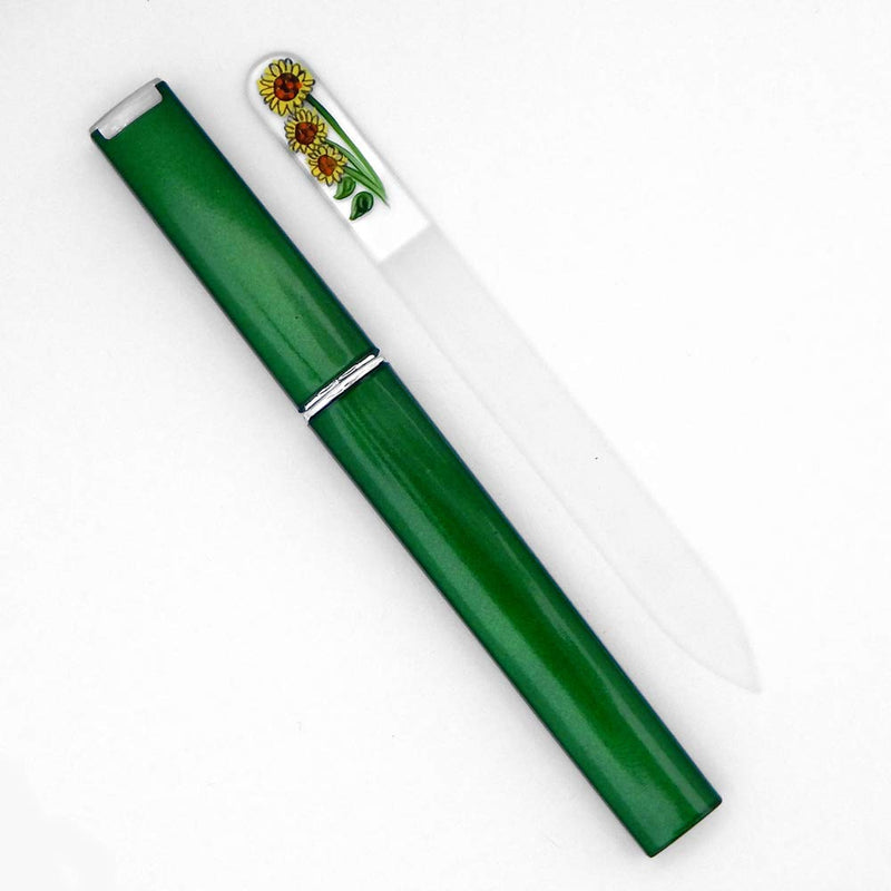 Sunflower Hand Painted Genuine Czech Republic Crystal Nail File with Matching Acrylic Case - Medium - BeesActive Australia