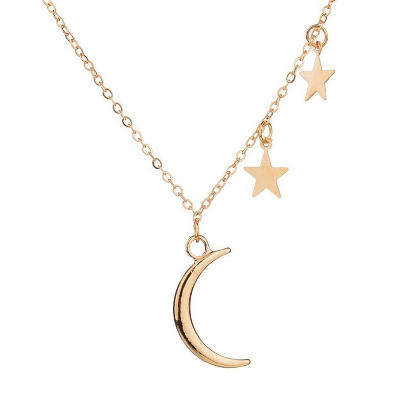 Jovono Crescent Moon Pendant Necklaces Fashion Star Necklace Chain Jewelry for Women and Girls (Gold) Gold - BeesActive Australia