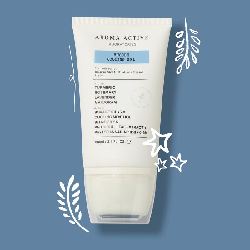 AROMA ACTIVE LABORATORIES Muscle Cooling Gel 100ml - Cool Angry Muscles, Help Muscles Chill Out, Borage Oil, Shake Off Stiffness, Gym, Workout, Phytocannabinoids, Pain Relief, Plant Power, Menthol - BeesActive Australia