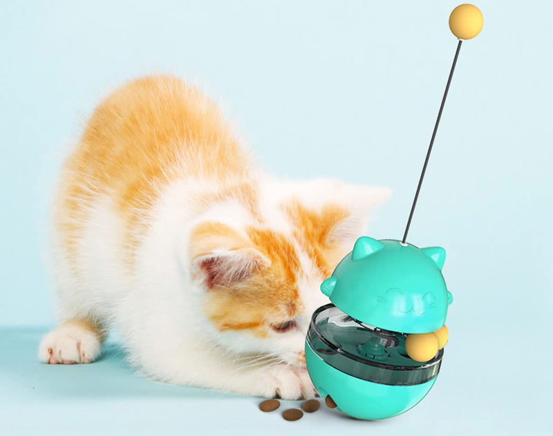 Cdycam Dog Treat Ball Treat Dispensing Interactive Dog Toys for Dogs, Wobble Wag Talking Ball Giggle Squeaky Dog Puzzle Toy for Boredom Slow Feeder cat food dispenser toy lake blue - BeesActive Australia