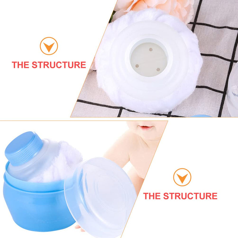 Toddmomy 2pcs Powder Puff Box Empty Body Powder Container with Soft Body Powder Puffs for Infant Home Travel Blue - BeesActive Australia