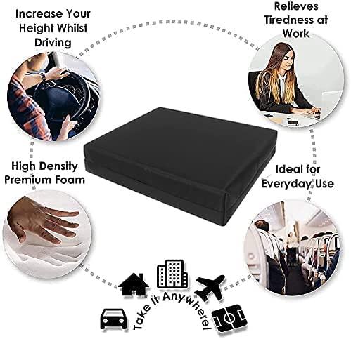 Brillars® Wheelchair Cushion Foam Ergonomic Posture Seat Pads Comfort Car Hip, Tailbone Support Pressure Sore Relief Office Chairs, Car Seats Vinyl Wipeable Black Cover (18" x 16" x 4") 18" x 16" x 4" - BeesActive Australia