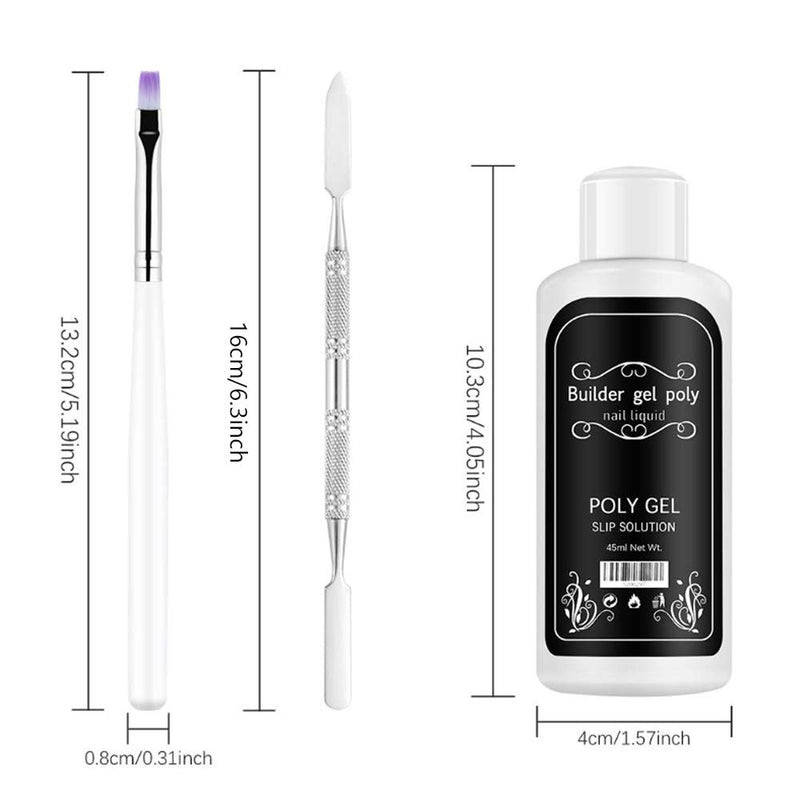 2 PCS Nail Extension Gel Solution,Quick Poly Gel Slip Solution,Nail Extension Gel Liquid Solution,Nail Gel Liquid Extension,Nail Gel Builder Liquid for DIY Nail Art,Contain 1 Brush & 1 Spatula - BeesActive Australia