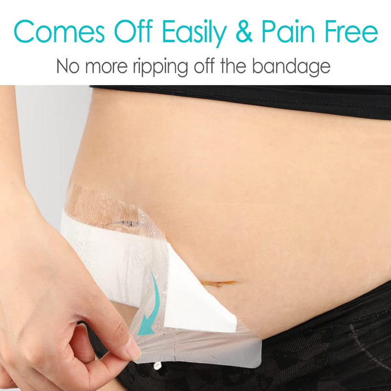 25 Pcs Waterproof C-Section Incision Shower Protector Bandage 4"x10" for Post Abdominal Surgery Hysterectomy Tummy Tuck Belly Recovery Gifts Long Surgical Incision Adhesive Wounds Cover Women Patients 4x10 Inch (Pack of 25) - BeesActive Australia