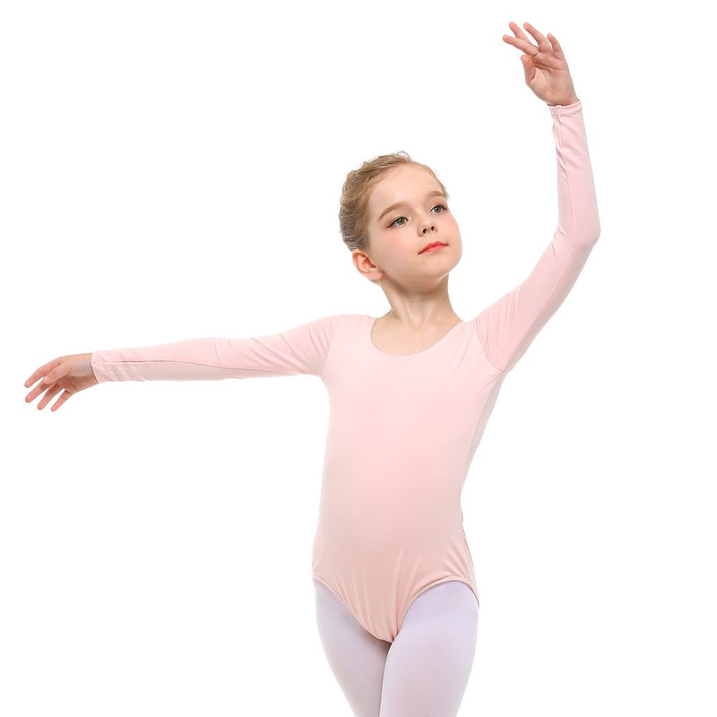 STELLE Girls Long Sleeve Team Basic Leotard Ballet Dance Gymnastics Ballet Pink 2-3T - BeesActive Australia