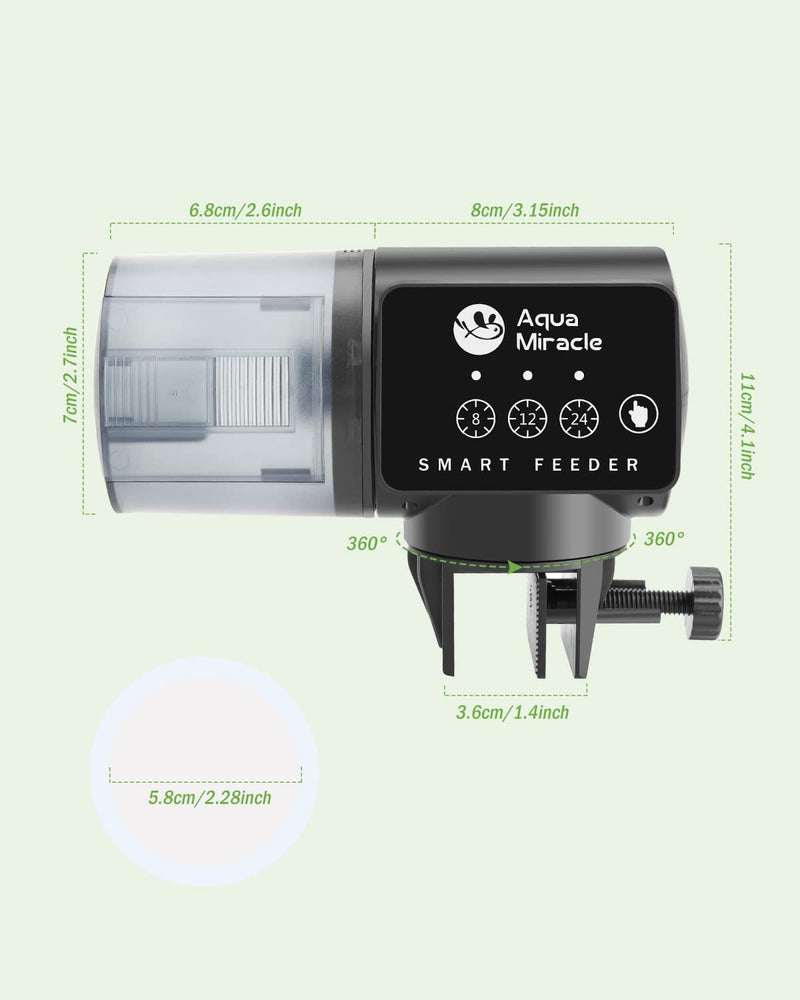 AquaMiracle Automatic Fish Feeder for Aquarium,Fish Feeder Automatic Dispenser with Timer Fish Food Timer Fish Food Vacation Feeder Auto Fish Feeder,for Granule Flakes Pallets Strips,Volume Adjustable - BeesActive Australia