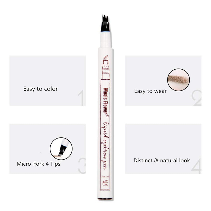 Eyebrow Pen,MoonKong 4 Point Eyebrow Pencil Waterproof Eye Brown Makeup,Eyebrow Kits with 3 Eyebrow Stencil,1 Brow Razor(1# Dark Brown/Chestnut) 1# Dark Brown/Chestnut - BeesActive Australia