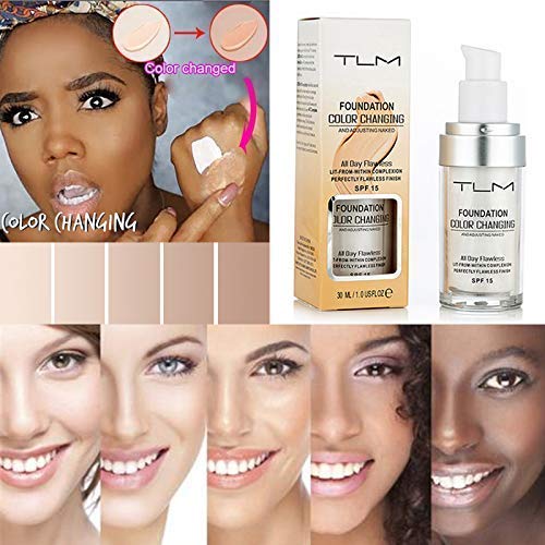 TLM Colour Changing Foundation, Flawless Color Changing Foundation Makeup Base Moisturizing Liquid Foundation for Women Girls SPF15, Sunscreen, Non-greasy, Non-marking, Long lasting(2Pack) - BeesActive Australia