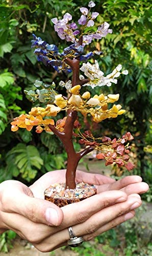 Seven Chakra Tree of Life, Crystal Tree for Positive Energy - Feng Shui Tree, Artificial Tree, Crystal Decoration, Money Tree, Handmade 7 Chakra Tree, Stone Tree, Healing Crystals, Spiritual Gifts Seven Chakra (Golden Wire) - BeesActive Australia