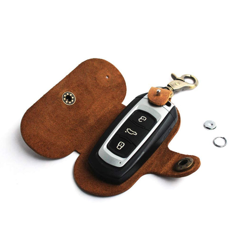 Upgraded Version of Simple Multifunctional Leather Key Organizer Door Key Car Key Case Brown - BeesActive Australia