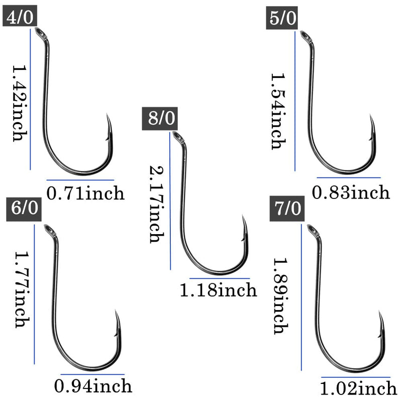 CAJOAUIS 100 Pcs Sharp Octopus Hook Sport Circle Fishing Hooks High Carbon Steel Fishing Jig Hook Black Fishhooks-Sizes 4# to 8/0# 2#-100PCS - BeesActive Australia