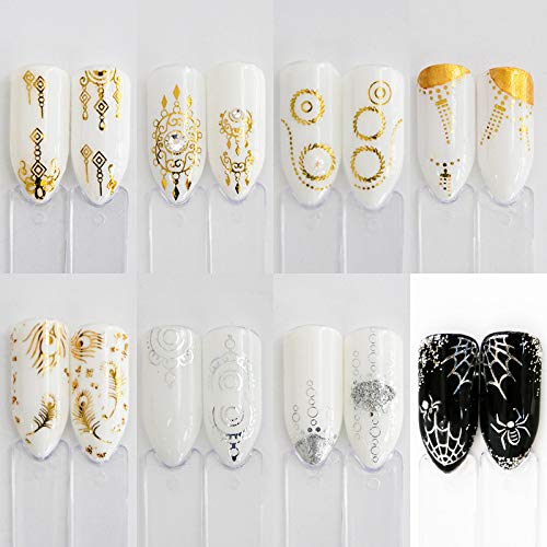 Gold Nail Art Stickers, 30 Sheets Water Transfer Nail Decals Gold&Sliver Mixed Pattern Metallic Nail Stickers Flowers Butterfly Lace Art Design for DIY Nails Design Manicure Tips Nail Art Decor Gold&silver - BeesActive Australia