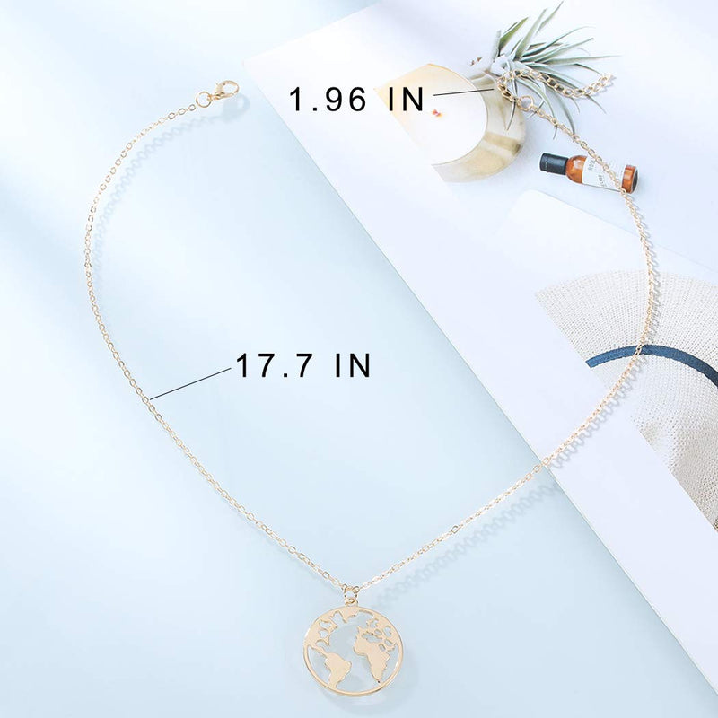 Hannah Boho Map Layered Necklaces Gold Short Love Pendant Necklaces Chain Jewelry for Women and Girls - BeesActive Australia