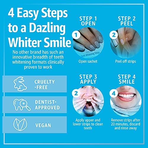 Smile Science Harley Street - Professional Teeth Whitening Strips - 28 Strips - Up to 6 Shades Whiter in 14 Days - 100% Enamel Safe - Vegan - Stain Remover for Teeth - Clinically Proven - BeesActive Australia