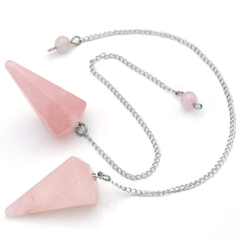 JSDDE Rose Quartz Gemstone Crystal Pendulum - Dowsing, Scrying, Healing with Gift Pouch - BeesActive Australia