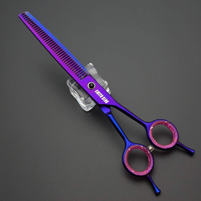 7.0 inches Professional Dog Grooming Scissors Set Straight & thinning & Curved & chunkers & comb 5pcs in 1 Set for left-handed & right handed Right-handed Purple - BeesActive Australia