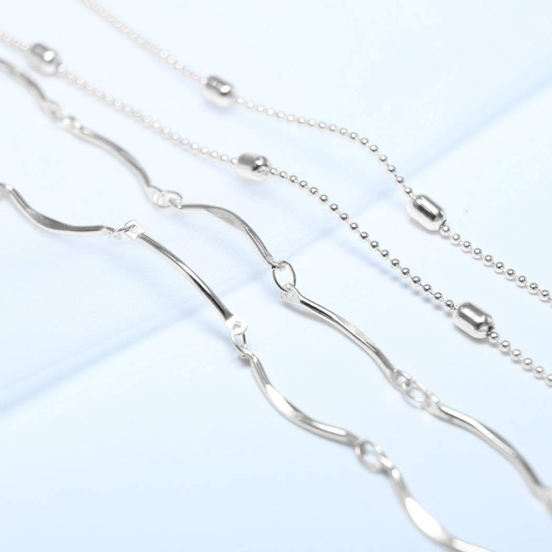 TseanYi Boho Moon Pendant Necklace Silver Satellite Chain Layered Necklaces Choker Horn Crescent Clavicle Chain Necklace Jewelry for Women and Girls (Silver) - BeesActive Australia