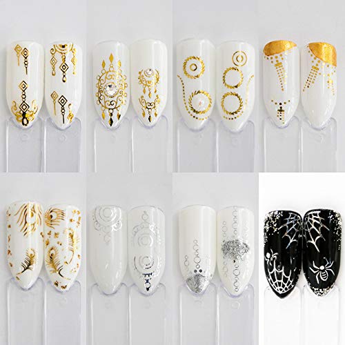 BFY Nail Stickers for Women Self-adhesive Nail Art Decals 30 Sheets 3D Design Golden/Silver Flower Dreamcatcher Butterfly Black Lace Nail Art Stickers Nail Decals Decal Stickers for Women Nail Design Kit - BeesActive Australia