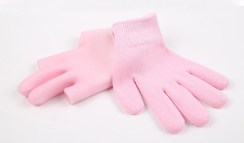 2Pairs Women Men Moisturizing Gel Gloves for Soften Cracked Skin Soft Cotton Spa Moisturizing Gloves Hand Mask Care Treatment (Pink) Pink - BeesActive Australia