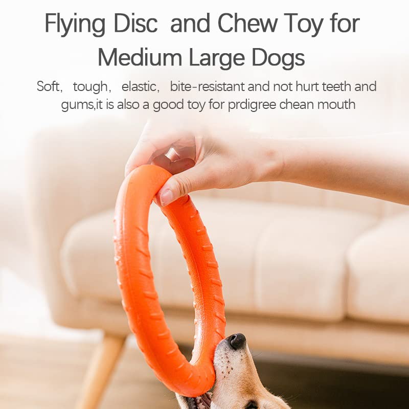 Indestructible Dog Toys Dog Chew Toys for Aggressive Chewers, Flying Discs for Small/Medium/Large Breeds-Dog Training Ring,Floating Dog Ring Toys for Throwing,Catching,Grabbing Flying Toy for Dogs orange - BeesActive Australia