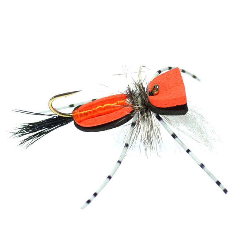 The Fly Fishing Place Hippie Stomper Black Orange Foam Body Trout Bass Dry Fly Fishing Flies - Set of 4 Hook Size 10 - BeesActive Australia
