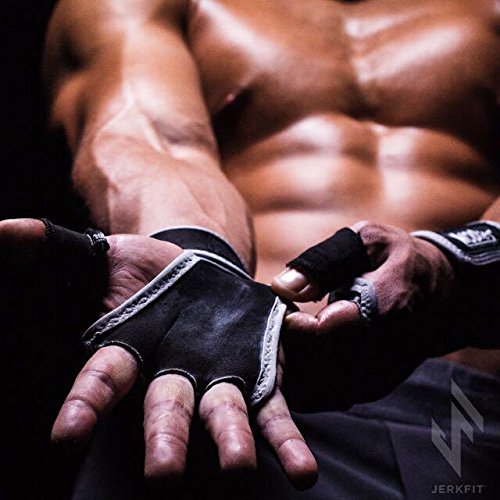 JerkFit WODies Hand Grips with Wrist Wraps for Weightlifting, Pull-Ups, Cross Training, WODs, and Gymnastics, Prevent Blisters and Rips, for Men and Women Black Medium 3.5- 4 - BeesActive Australia
