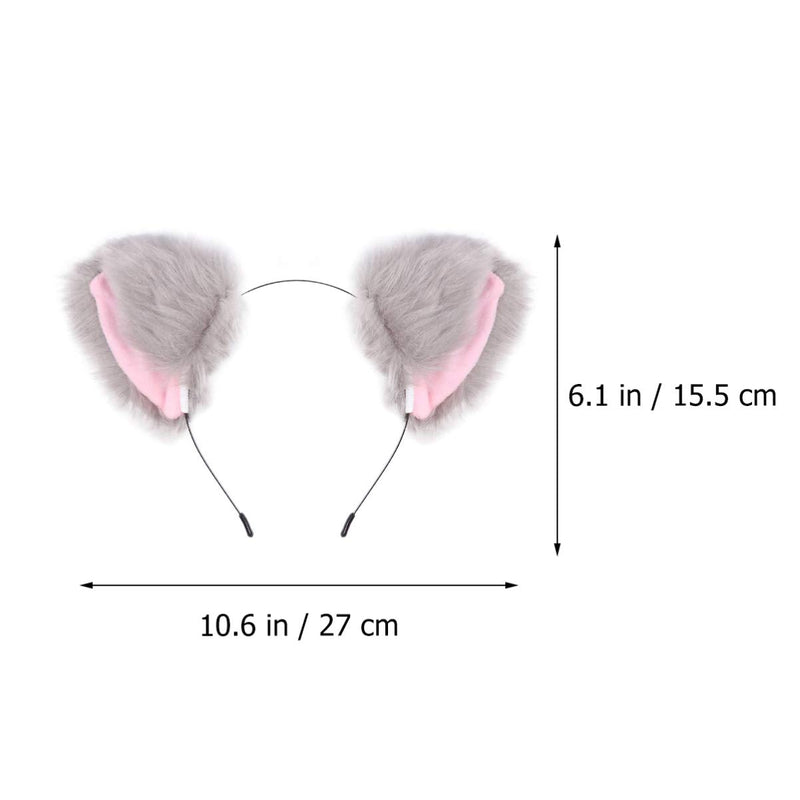 Minkissy 2pcs Wolf Fox Tail and Ears Set Hair Hoop Tail Set for Children or Adult Halloween Christmas Fancy Party Costume Accessories Light Grey - BeesActive Australia