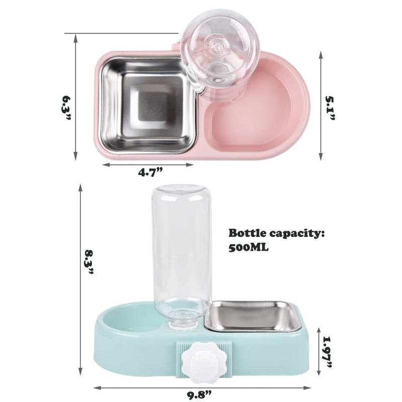 Crate Dog Cat Bowls, Dog Water and Food Bowl Set with Detachable Stainless Steel Bowl and Automatic Water Dispenser Bottle, Hanging Pet Cage Kennel Food Water Feeder Bowls for Puppy Cat Rabbite Birds White - BeesActive Australia