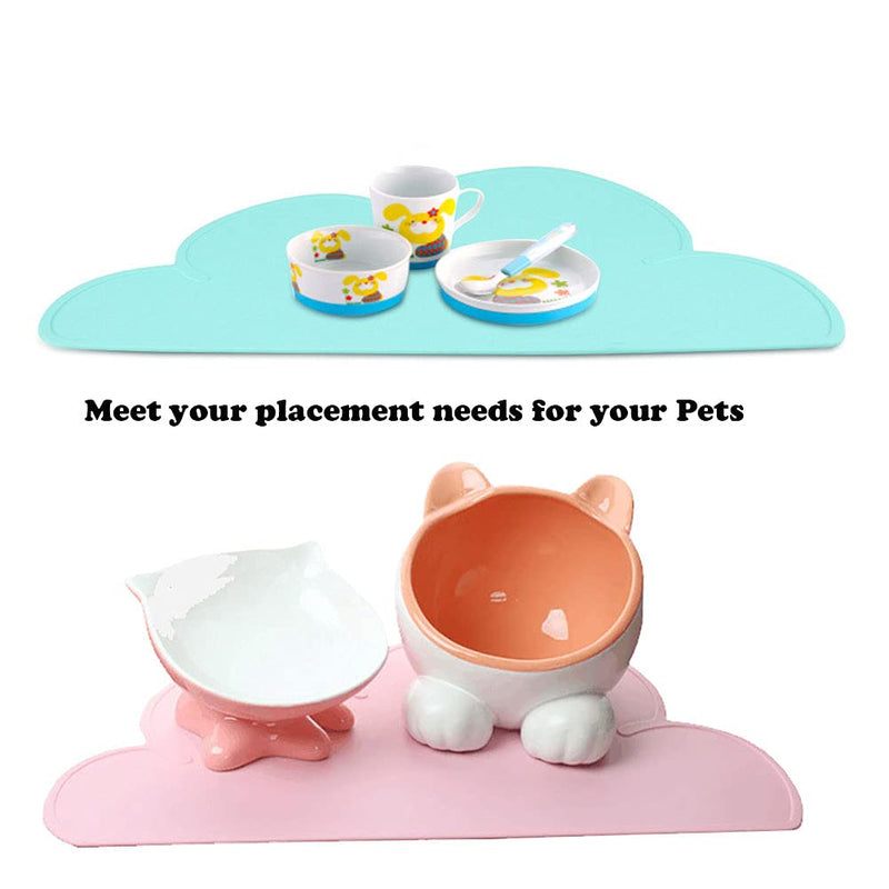 Love Dream Silicone Pet Feeding Food Mat Dog Cat Placemat Mat with Raised Edge, Anti-Slip Waterproof Pet Bowl Mats Pet Food Tray Light Green - BeesActive Australia