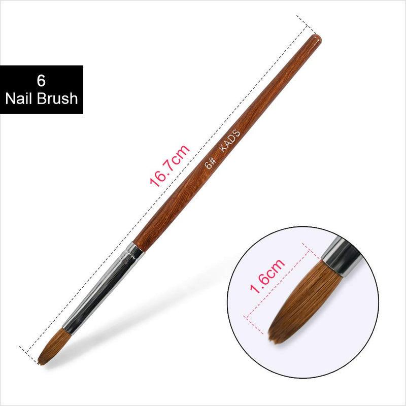 KADS Kolinsky Sable Acrylic Nail Art Brush Red Wood Pen Nail Brush for Nail Art Manicure Tool (8#) - BeesActive Australia