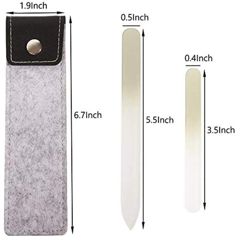 Crystal Glass Nail File - AIXIANG Professional Double Sided Etched Crystal Nail File Set For Nail Art & Nail Care, Manicure Fingernail Files (Light Grey, 2 Pack) - BeesActive Australia