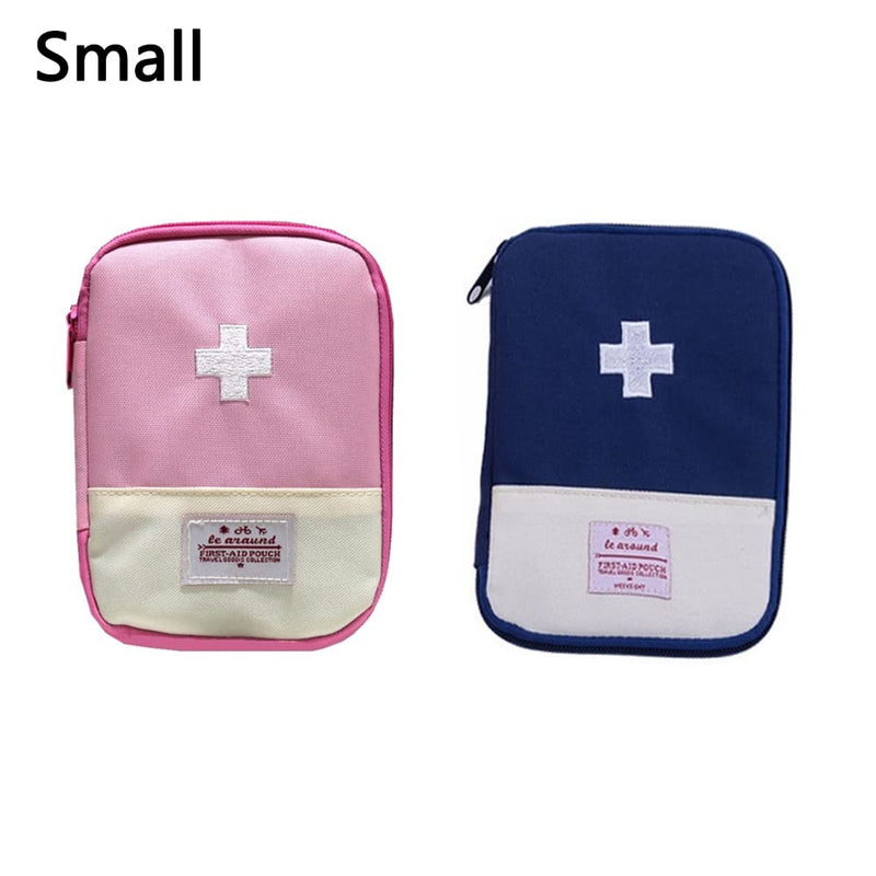 Qanye 2 Pieces Emergency Storage Bag, Empty Medicine Bag, Travel Medicine Storage Bag, First Aid Kit Empty Bag, for Emergencies at Home, Office, Travel, Hiking, Camping (Blue, Pink) Small (Klein) Klein - BeesActive Australia