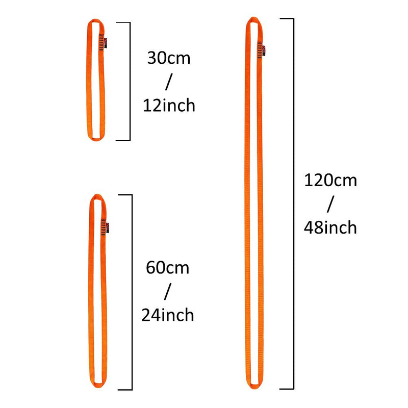 GM CLIMBING 16mm Nylon Sling Runner 22kN / 4950lbf CE UIAA Certified Fluorescent Orange 120cm / 48inch | Pack of 3 - BeesActive Australia