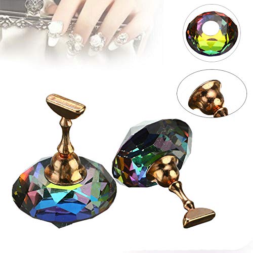 Tvoip 1Pcs Magnetic Nail Holder Practice Training Display Stand Acrylic Crystal Holders Alloy False Nail Tip Salon DIY Manicure Tools - BeesActive Australia