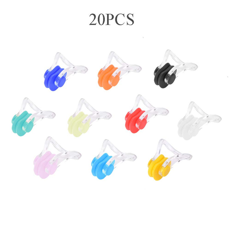 Keenso 20PCS Nose Clip Swimming, Assorted Color Nose Plug Swim Nose Protector Adult Kids Unisex - BeesActive Australia