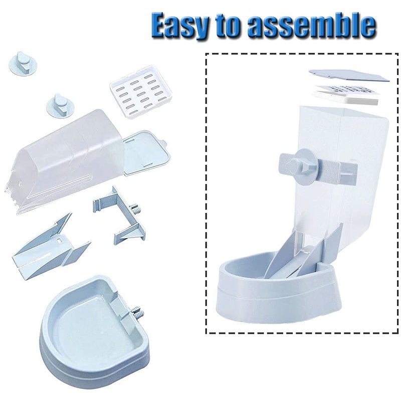 Oncpcare Rabbit Food and Water Bowls Set, Automatic Feeder Food Dish Small Animal Bin Feeder with Lid for Bunny Cat Ferret Chinchilla Guinea Pig Blue - BeesActive Australia