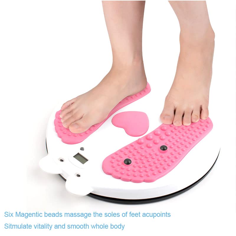 AGGICE Waist Twister Board for Exercise Waist, Intelligent Magnetic Massage Waist Disc with Counting Display Load Bearing Pressure Rotating Board Pink - BeesActive Australia