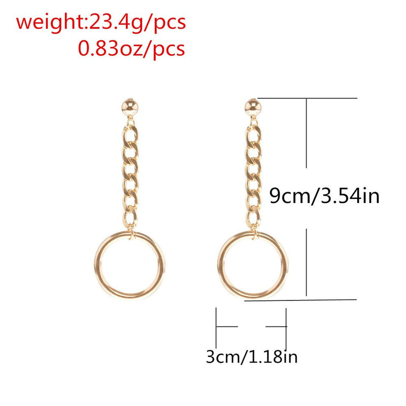 FXmimior Fashion Women Silver Long Chain Ring Pendant Earrings Jewelry for Girl Women - BeesActive Australia