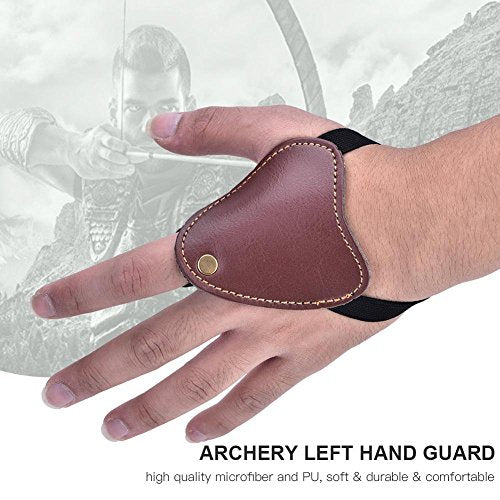 Dilwe Archery Protective Gloves, Quality Microfiber and PU Archery Finger Hunting Hand Guard Shooting Left hand Protector(Brown) - BeesActive Australia