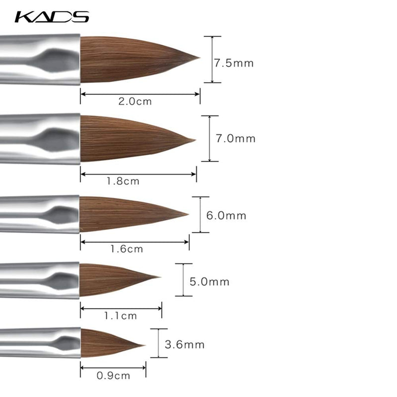 KADS Kolinsky Sable Acrylic Brush 5pcs/Set Size 2#/4#/6#/8#/10# Acrylic Brush Black Kolinsky Sable Acrylic Nail Brushes Set - BeesActive Australia